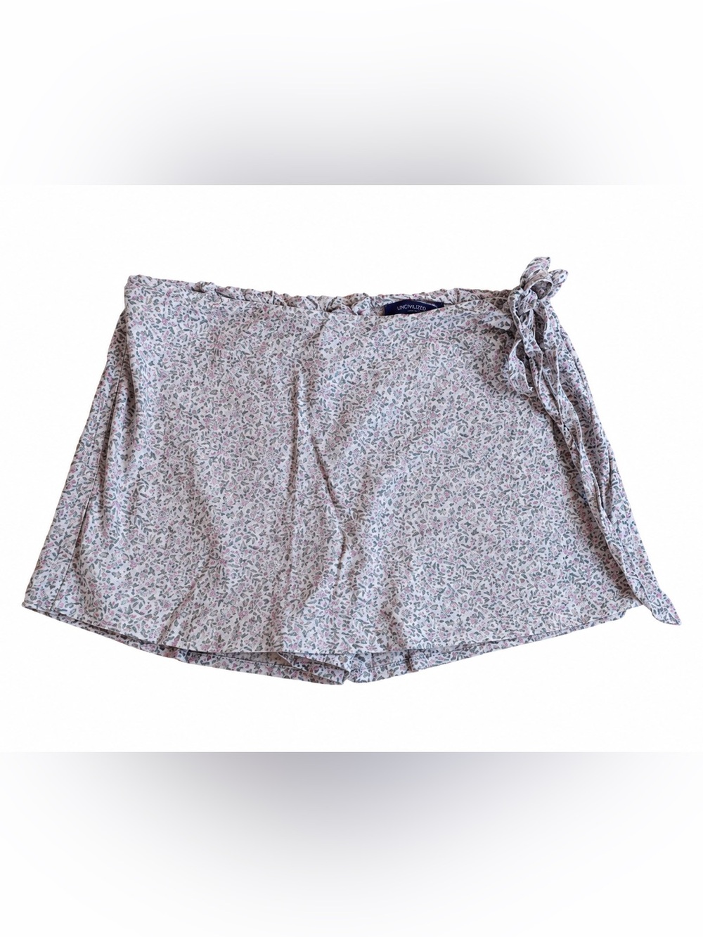 Uncivilized grey&pink floral shorts w/front wrap